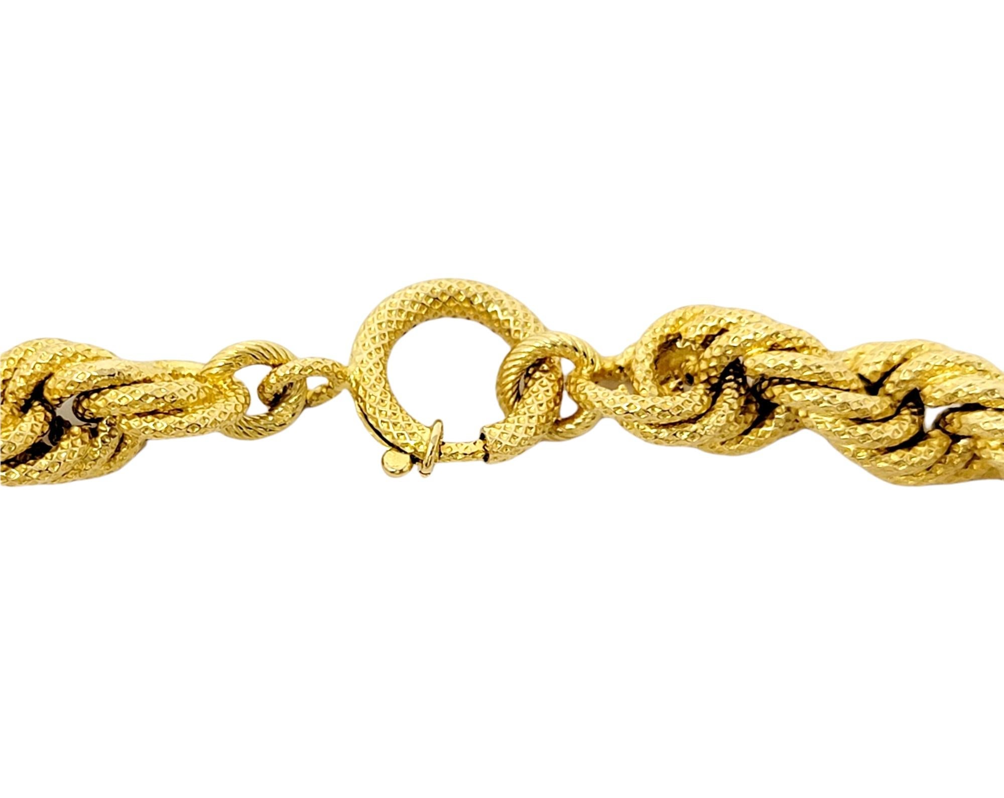 Women's Textured 18 Karat Yellow Gold Heavy Graduated Rope Link Necklace