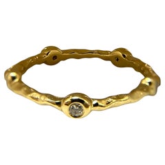 Textured 18K Gold Ring with 0.15 TCW dazzling diamonds