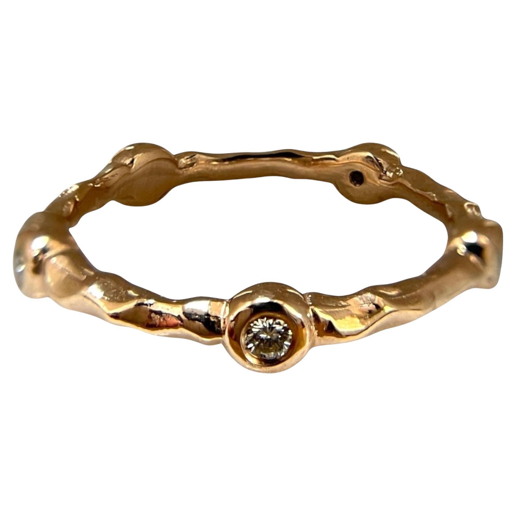 Textured 18K Gold Ring with 0.15 TCW dazzling diamonds
