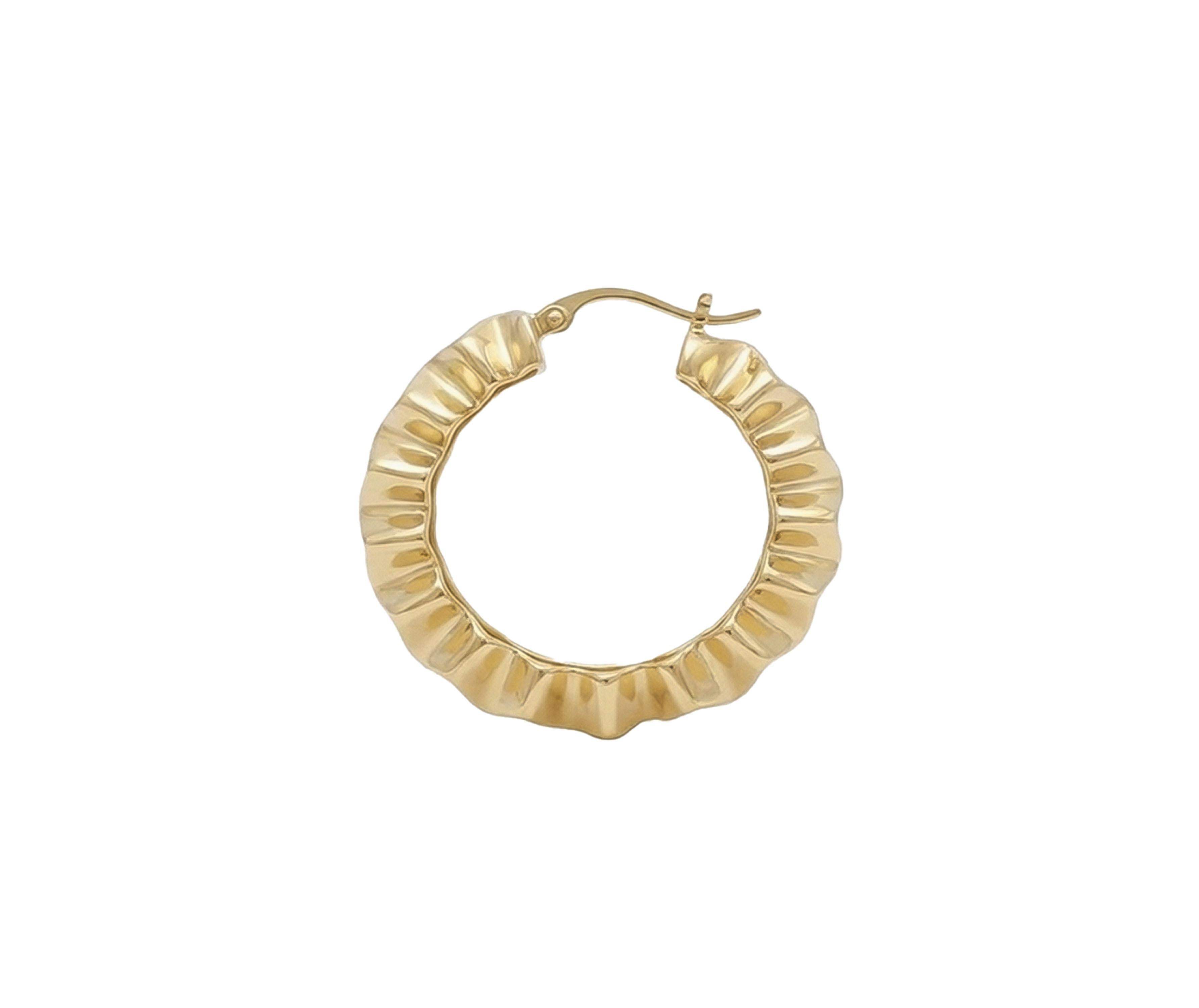 Textured 18k Solid Yellow Gold Statement Hoops - image 3