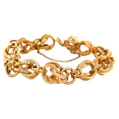 Textured 18K Yellow Gold Double Loop Chain Link Bracelet