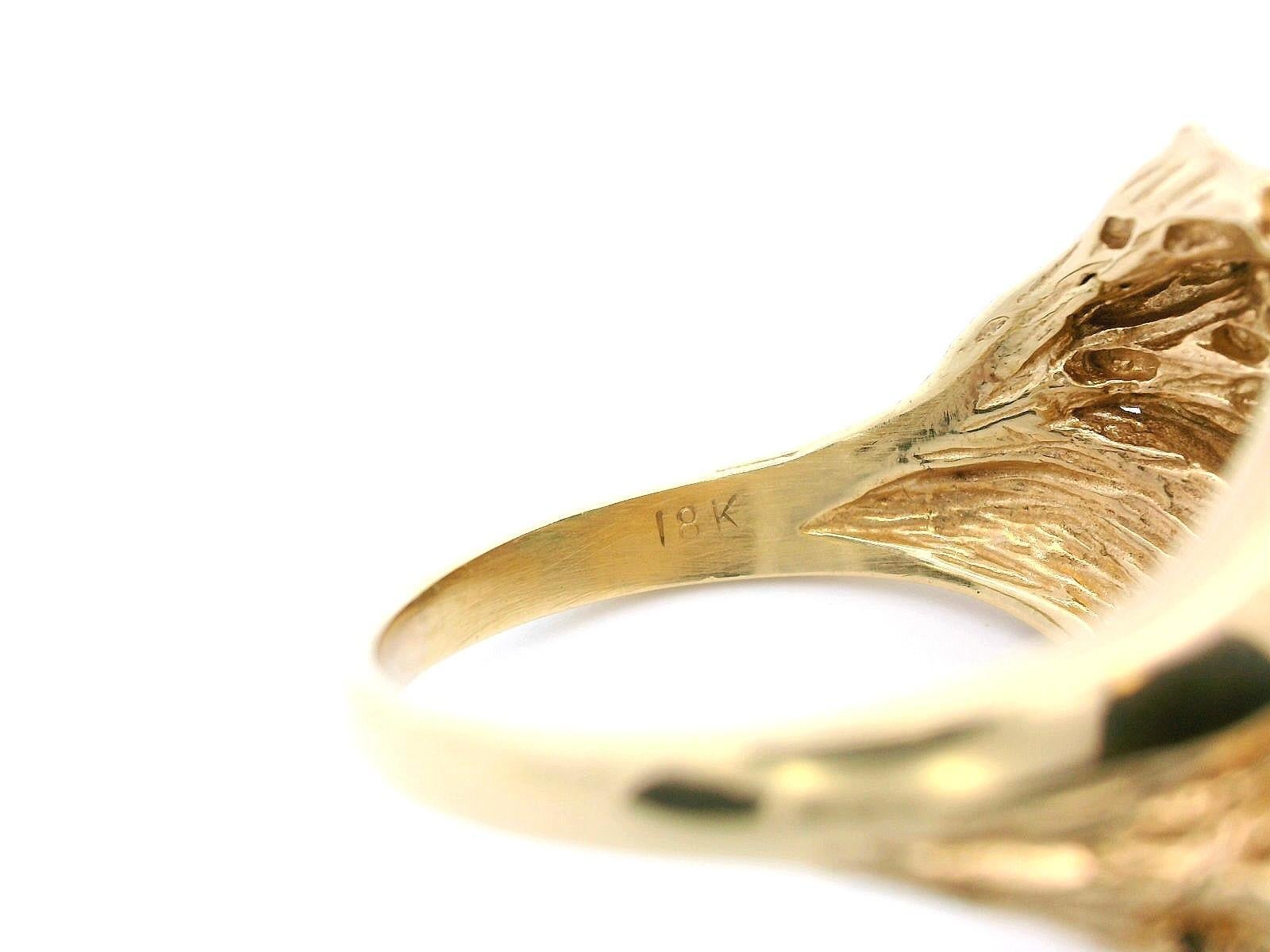 Textured 18k Yellow Gold Green Tourmaline & Diamond Ring For Sale 2