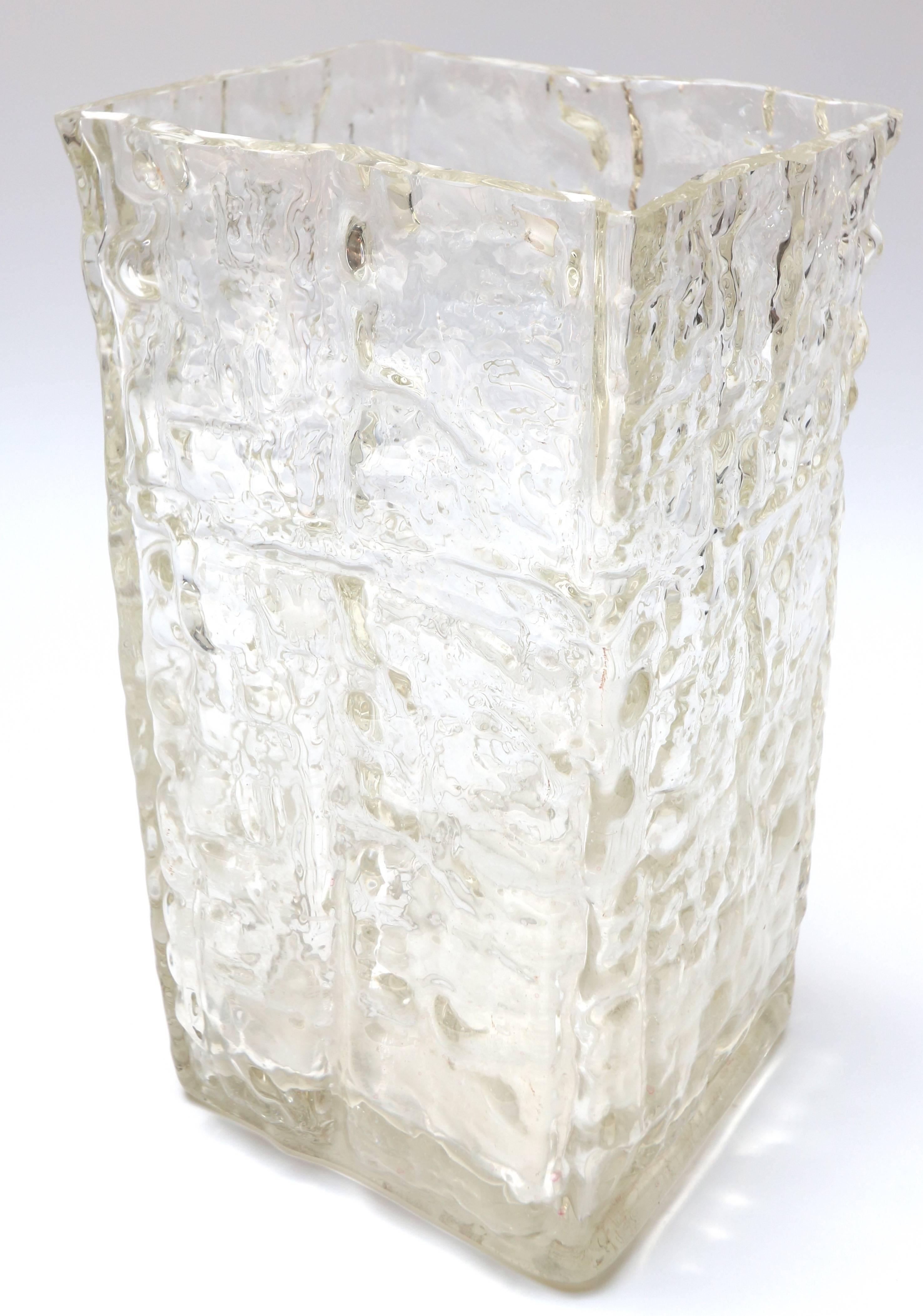 Textured clear glass vase by Girandi from the 1960s.