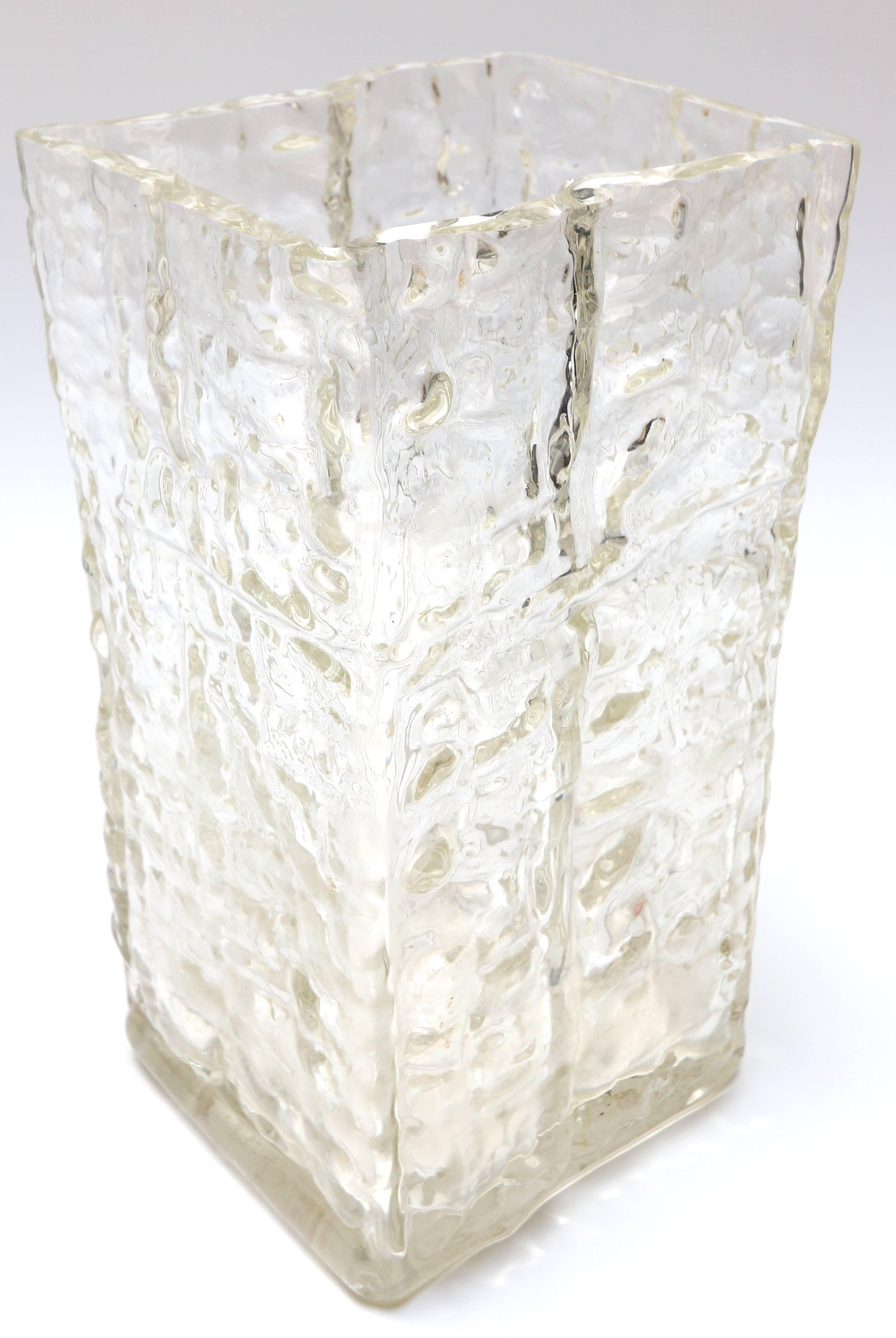 textured glass vase