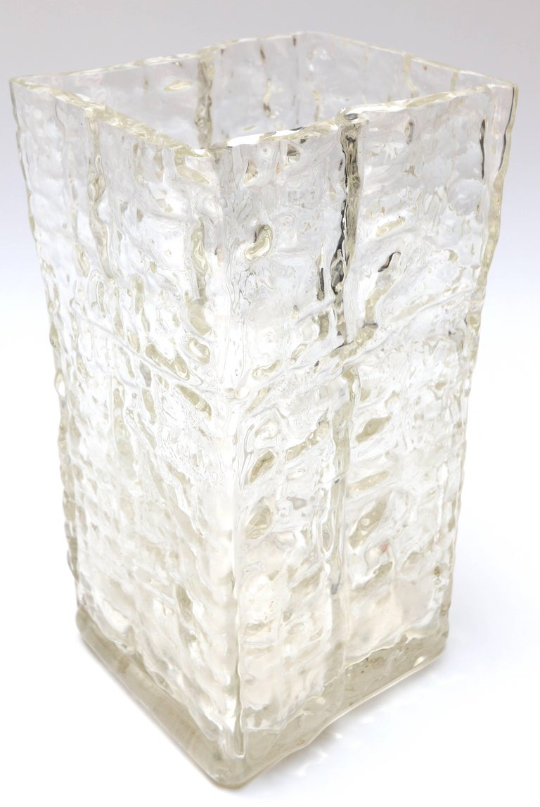 Wavy Textured Clear Glass Vase by Girandi, 1960s For Sale at 1stDibs