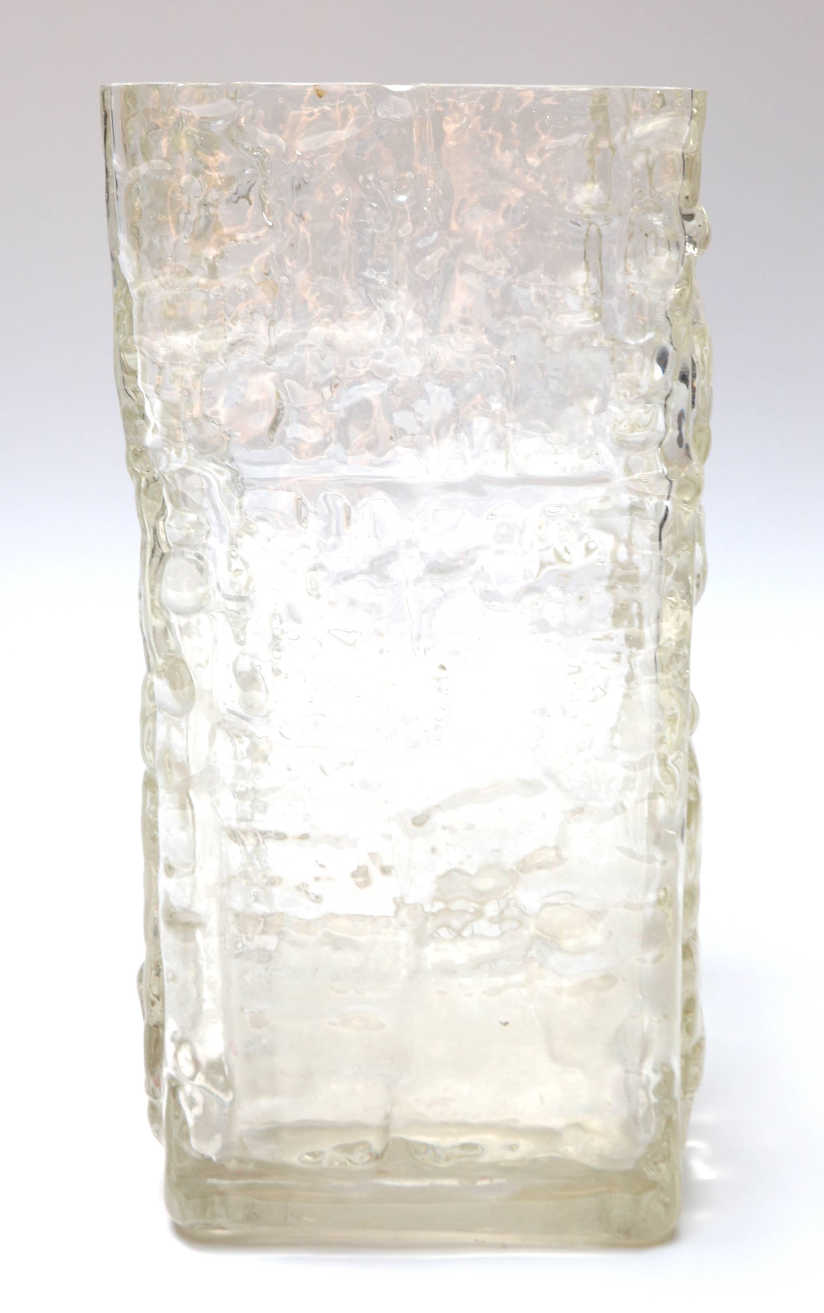 Argentine Wavy Textured Clear Glass Vase by Girandi, 1960s For Sale