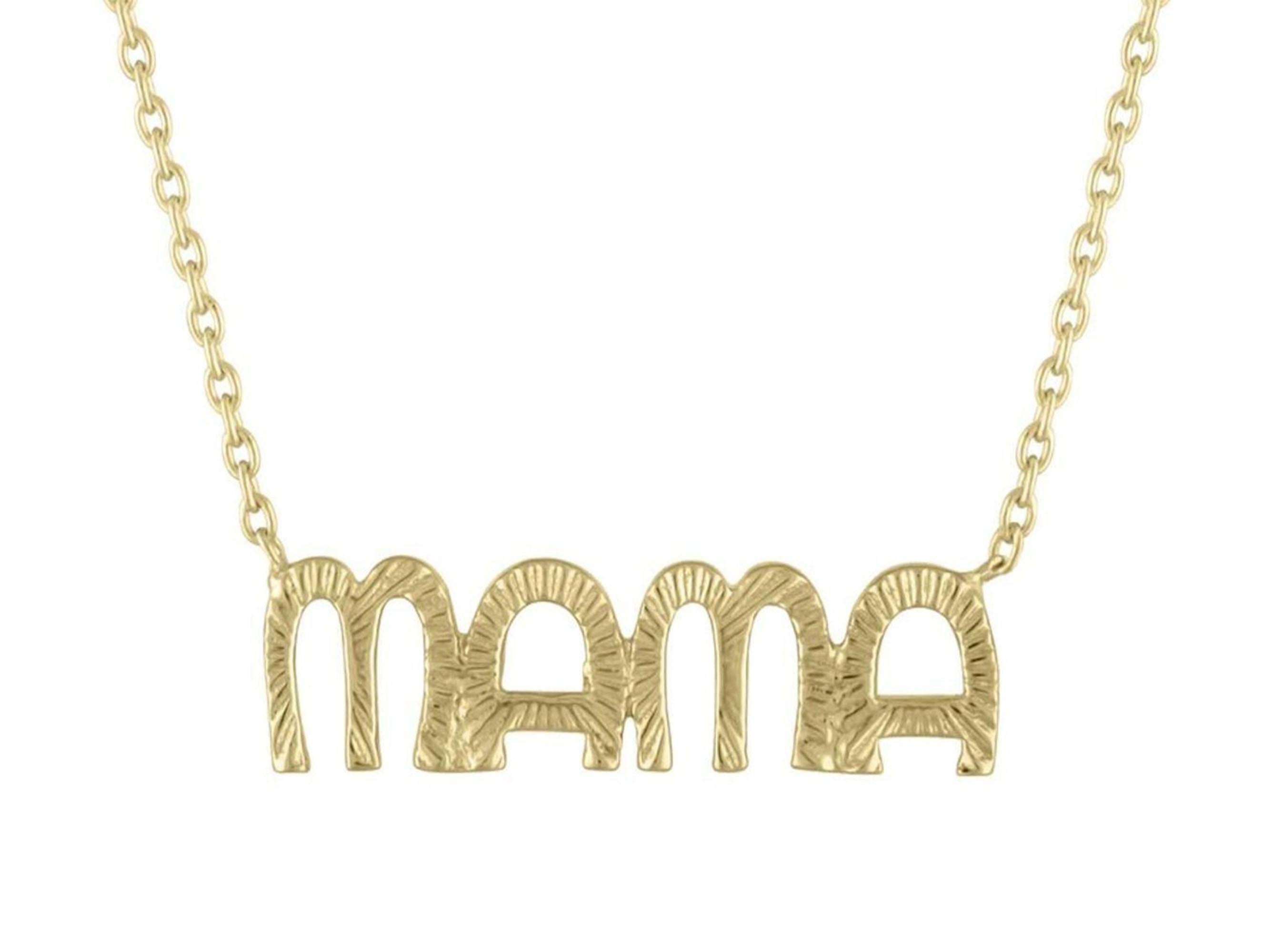 Textured 25MM Letter 14K Yellow Gold MAMA Necklace