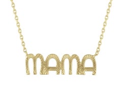 Textured 25MM Letter 14K Yellow Gold MAMA Necklace