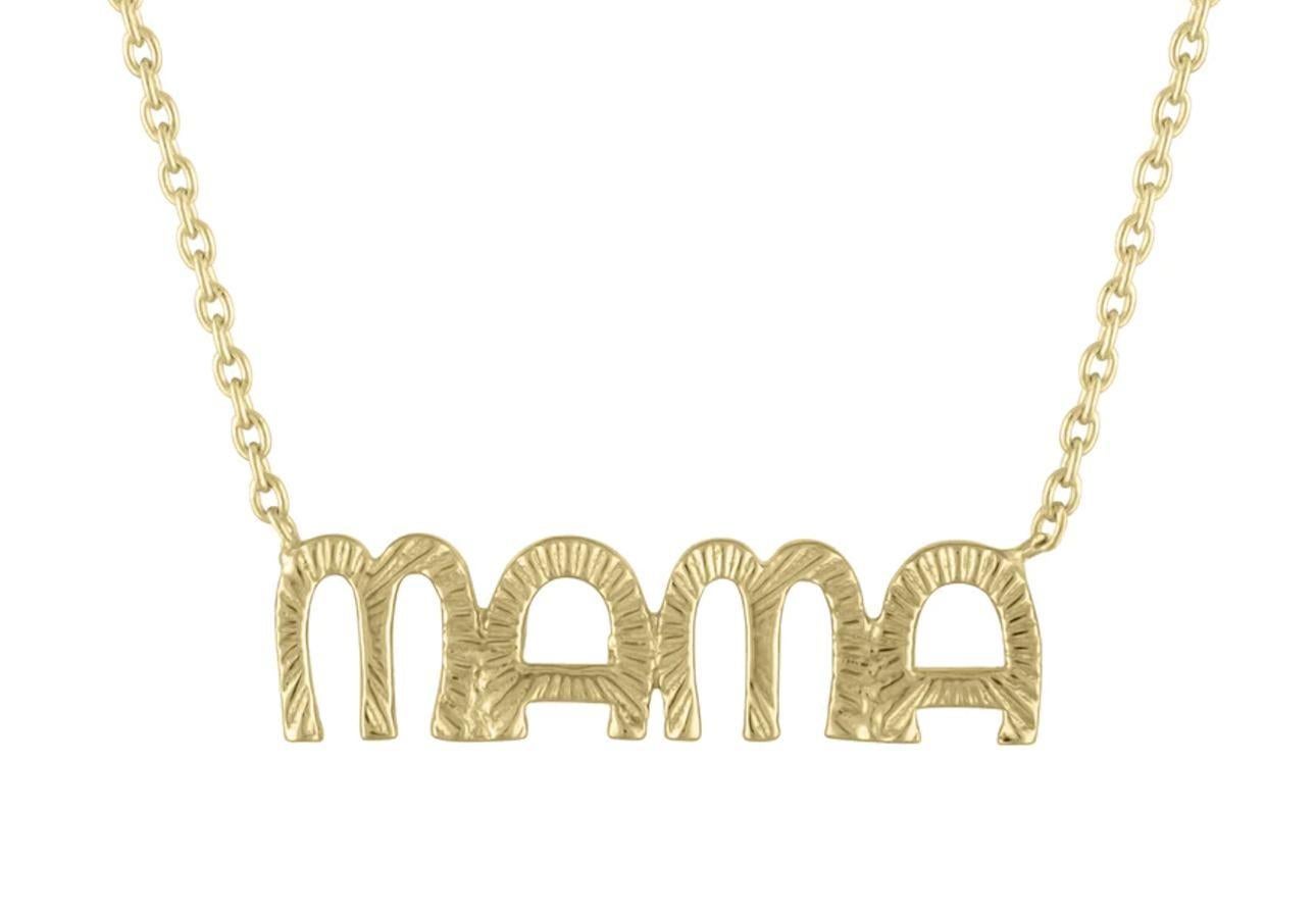 Textured 25MM Letter 14K Yellow Gold MAMA Necklace