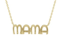 Textured 25MM Letter 14K Yellow Gold MAMA Necklace
