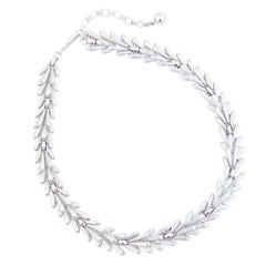 Textured Abstract Silver Link Choker Necklace By Crown Trifari, 1950s
