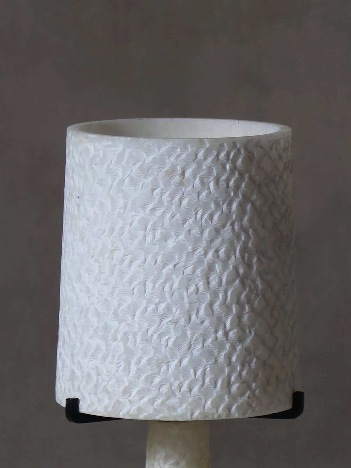Mid-Century Modern Textured Alabaster Table Lamp, France, circa 1950s