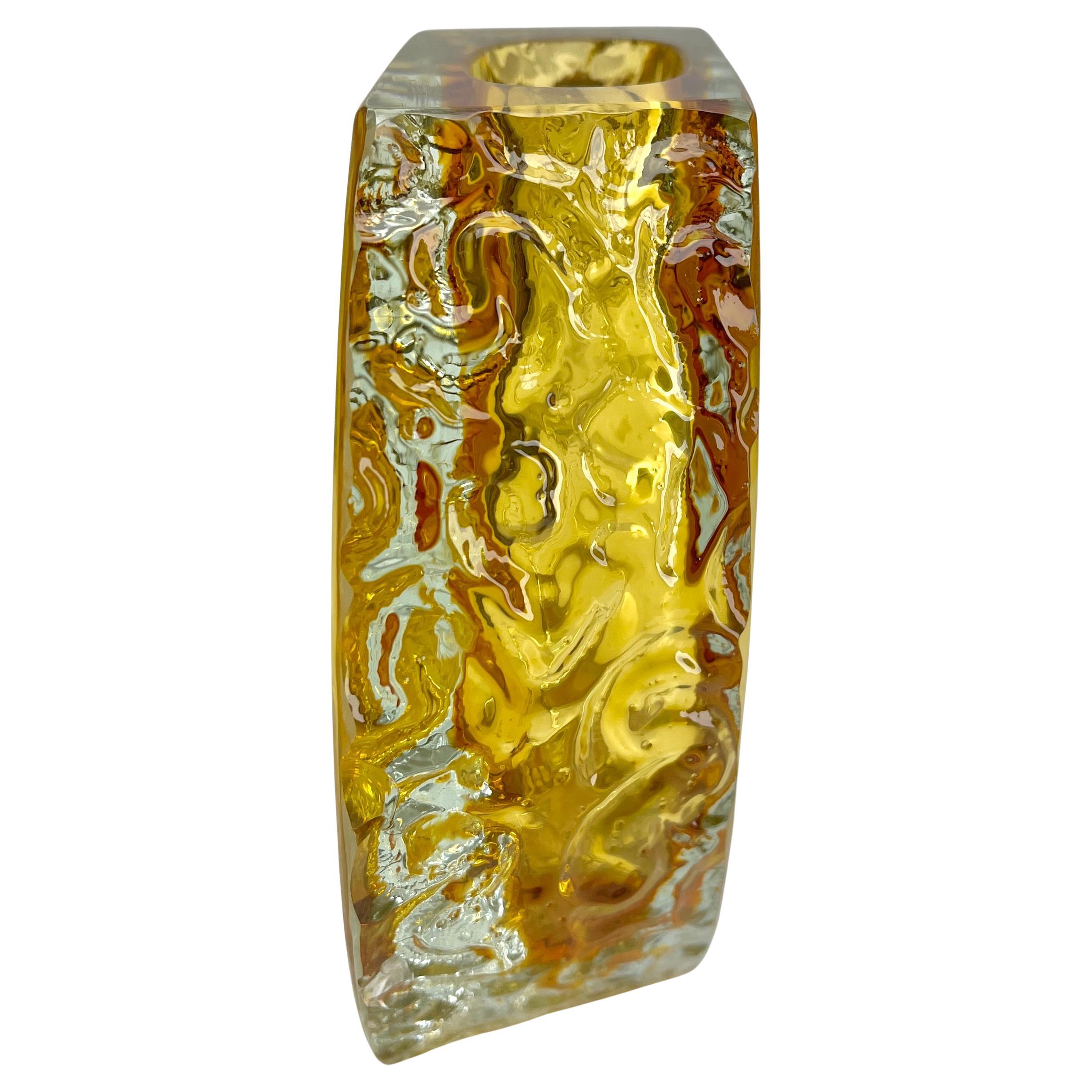 Sommerso de Murano Texturado y Facetado  Alessandro Mandruzzato Jarrón de cristal helado Italiano en venta