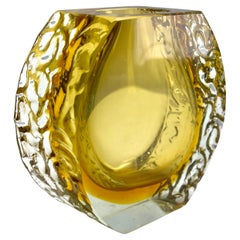 Textured and Faceted Murano Sommerso  Alessandro Mandruzzato Ice Glass Vase