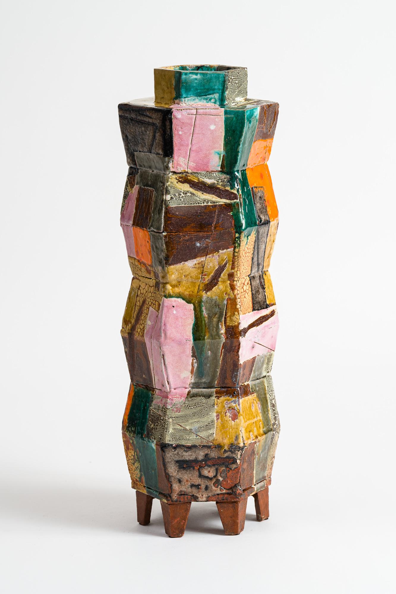 Moderne Vase à angles texturés, États-Unis en vente