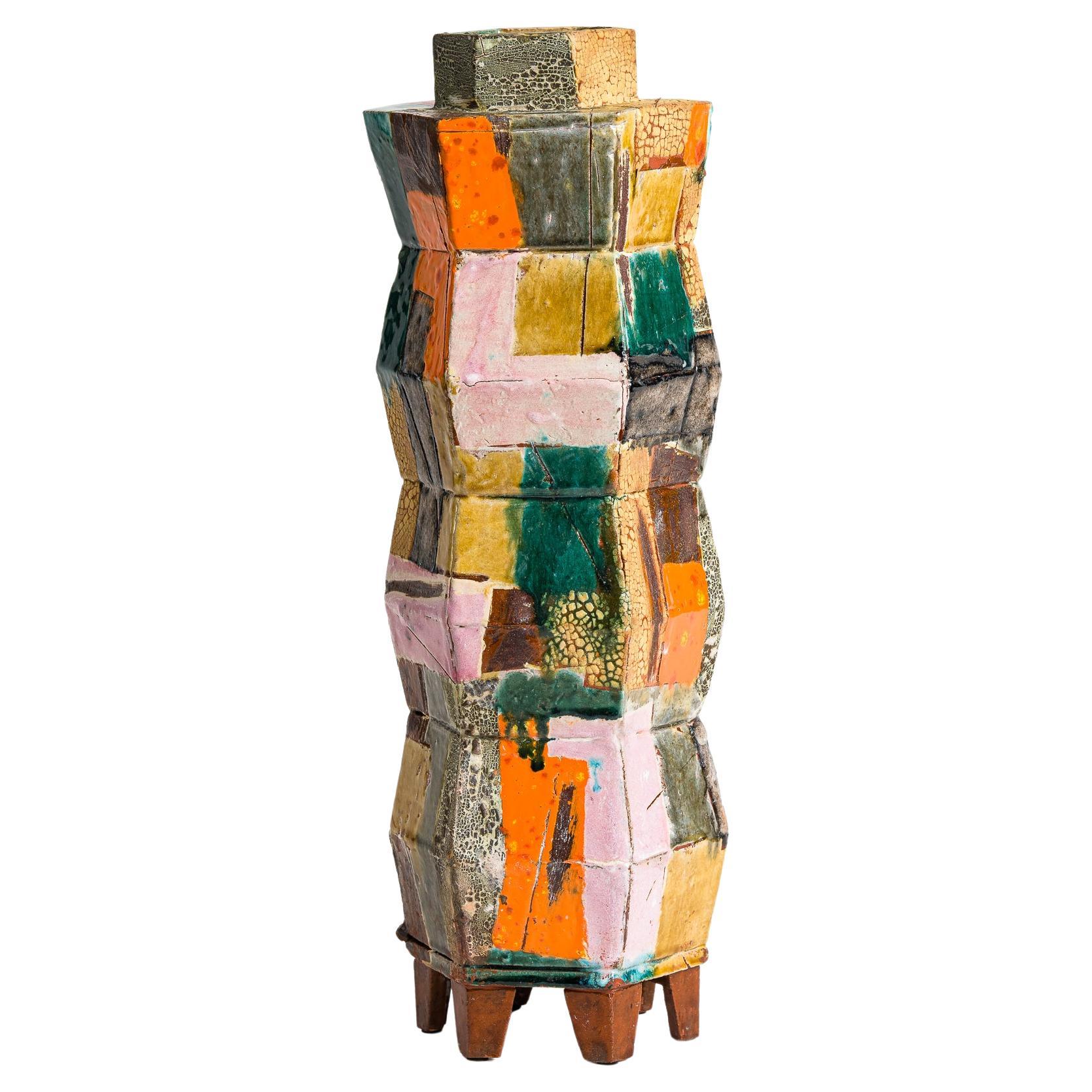 Vase à angles texturés, États-Unis en vente