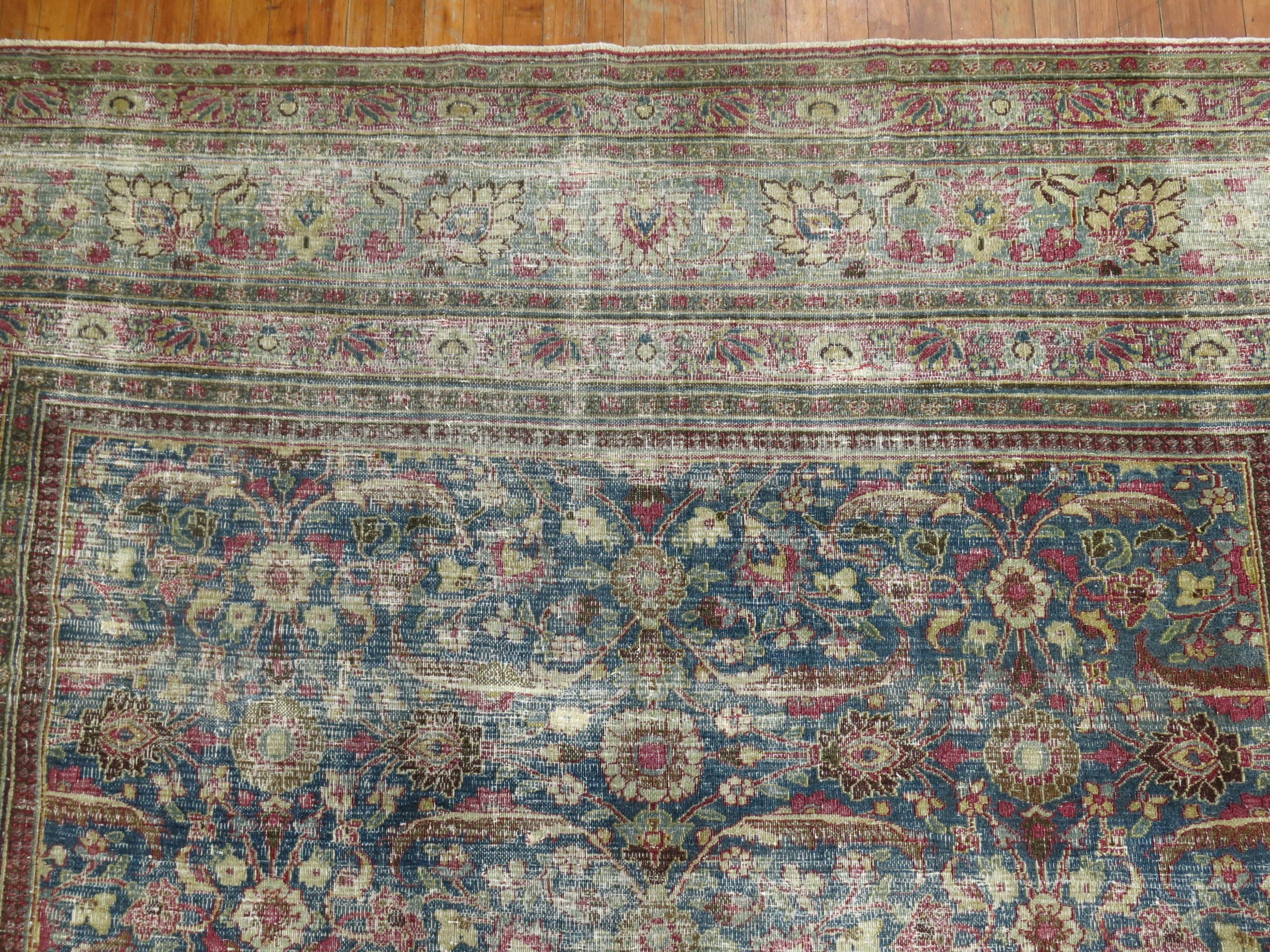 20th Century Textured Antique Persian Room Size Rug For Sale