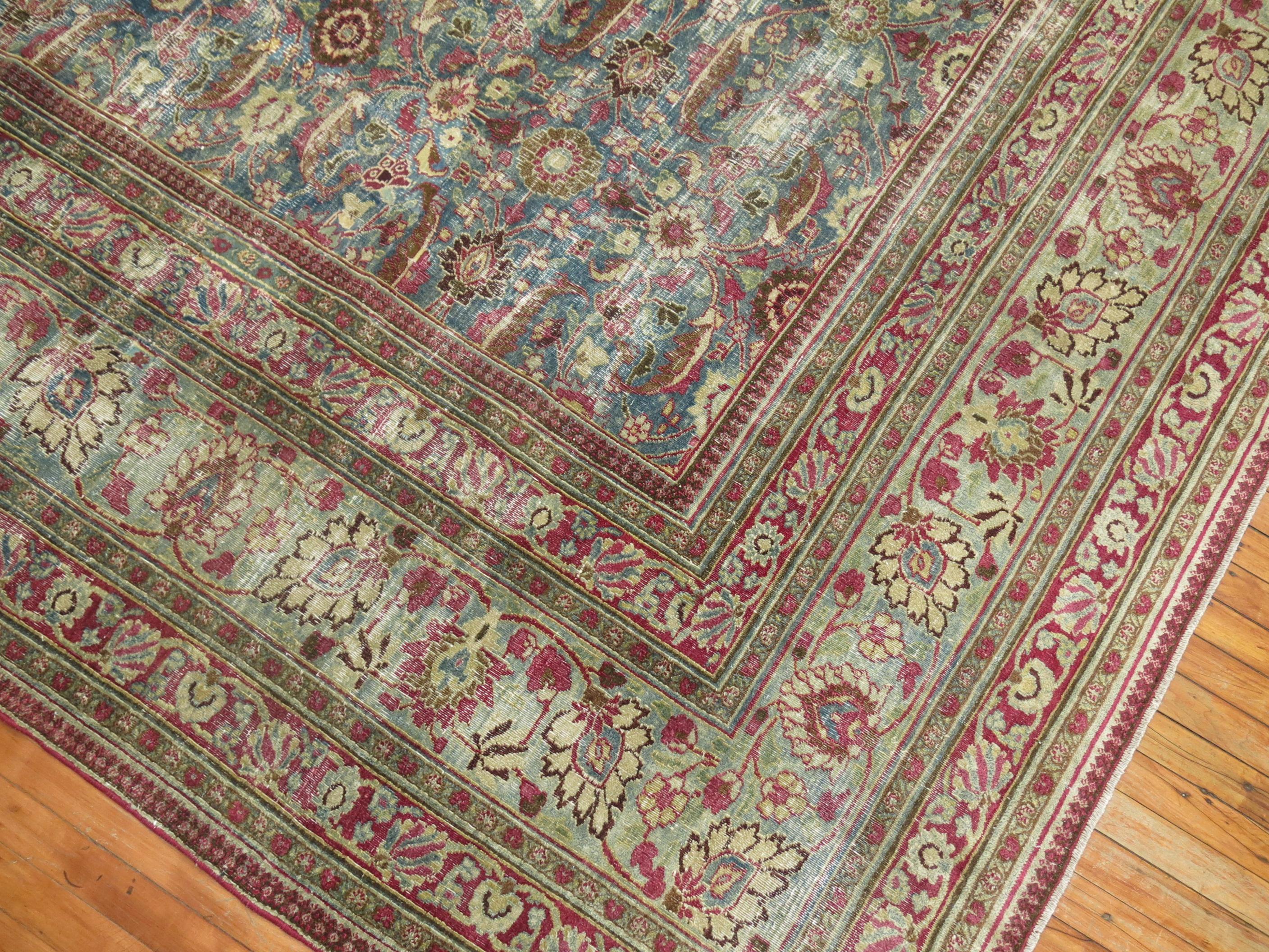 Wool Textured Antique Persian Room Size Rug For Sale
