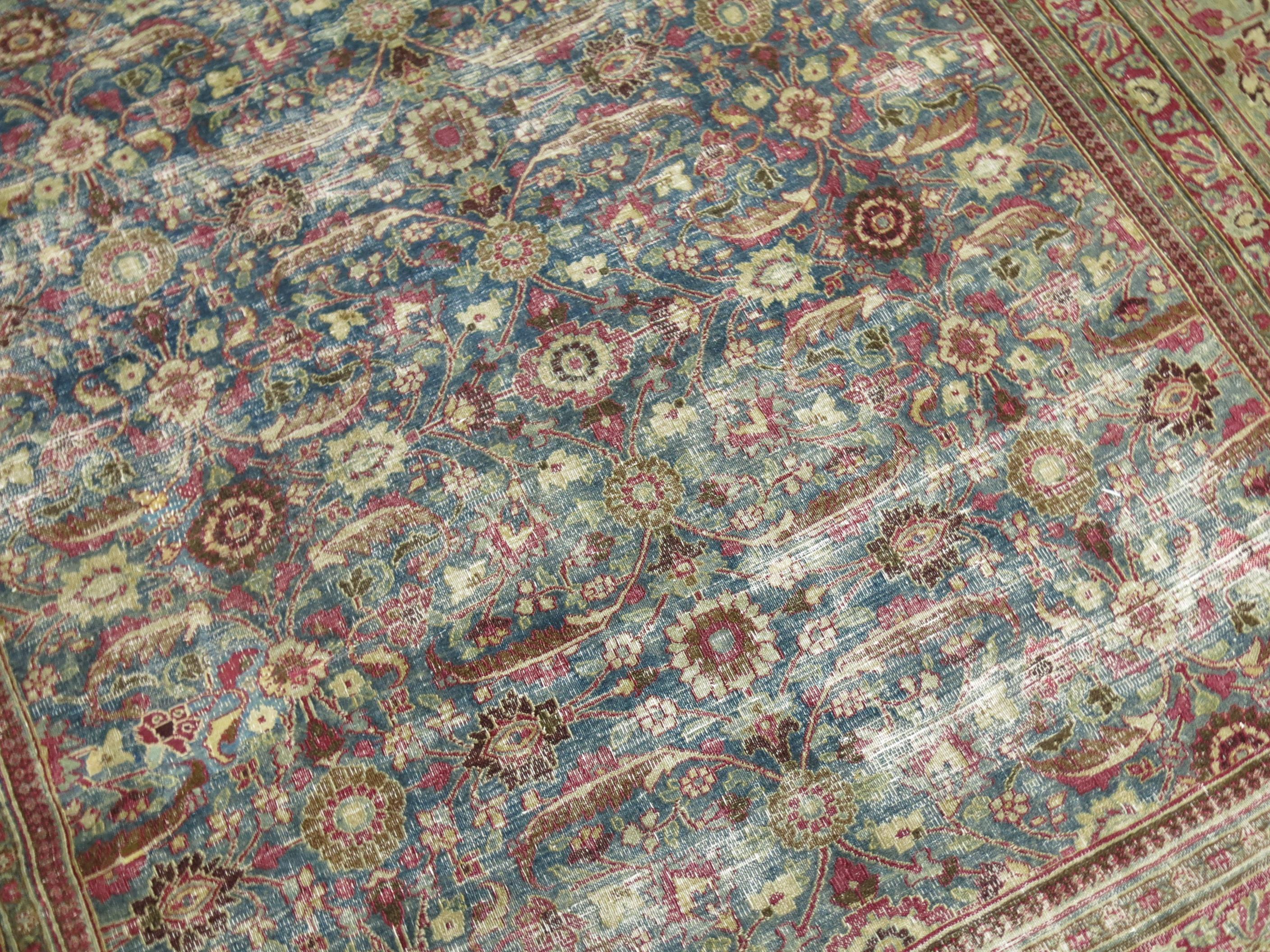 Textured Antique Persian Room Size Rug For Sale 1