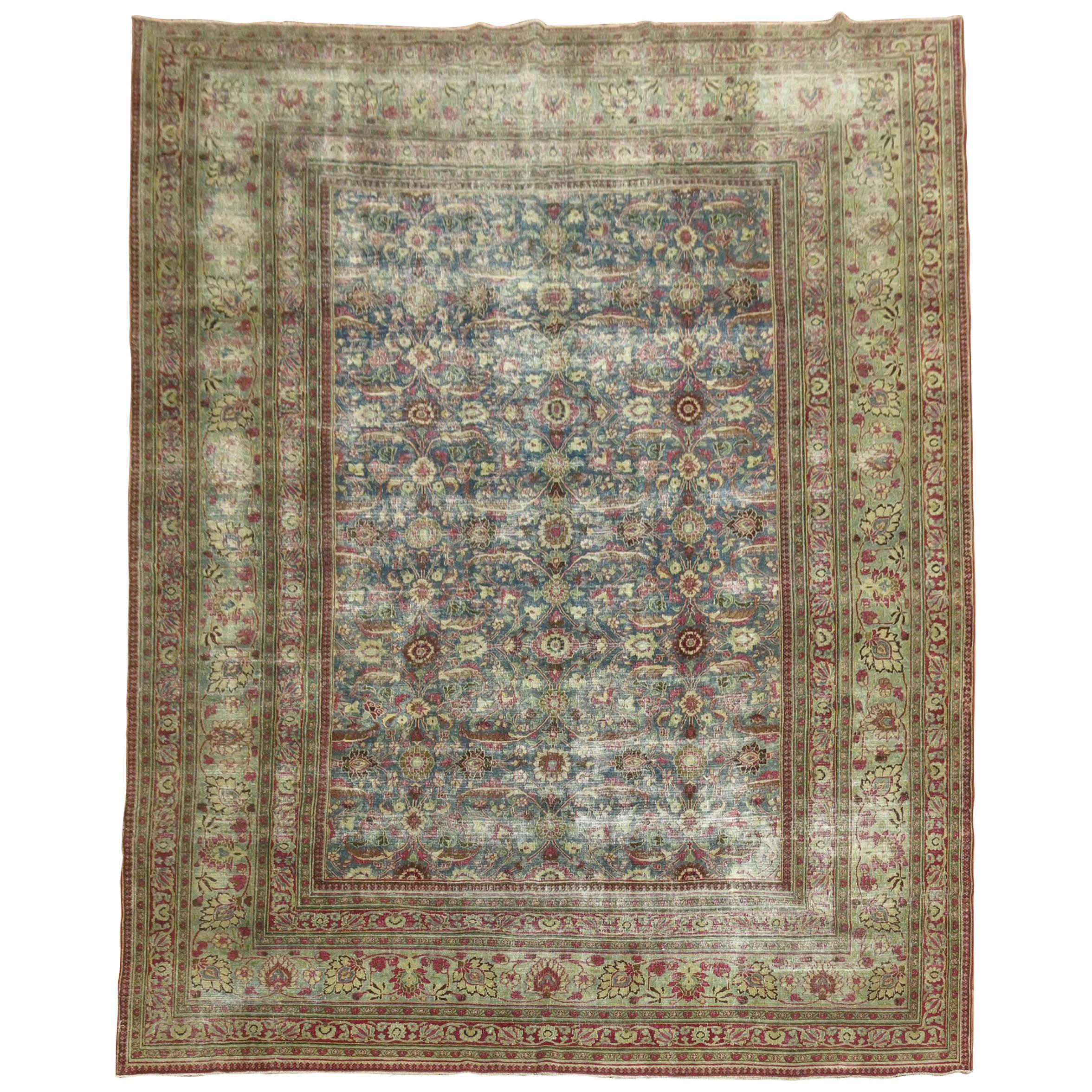 Textured Antique Persian Room Size Rug For Sale