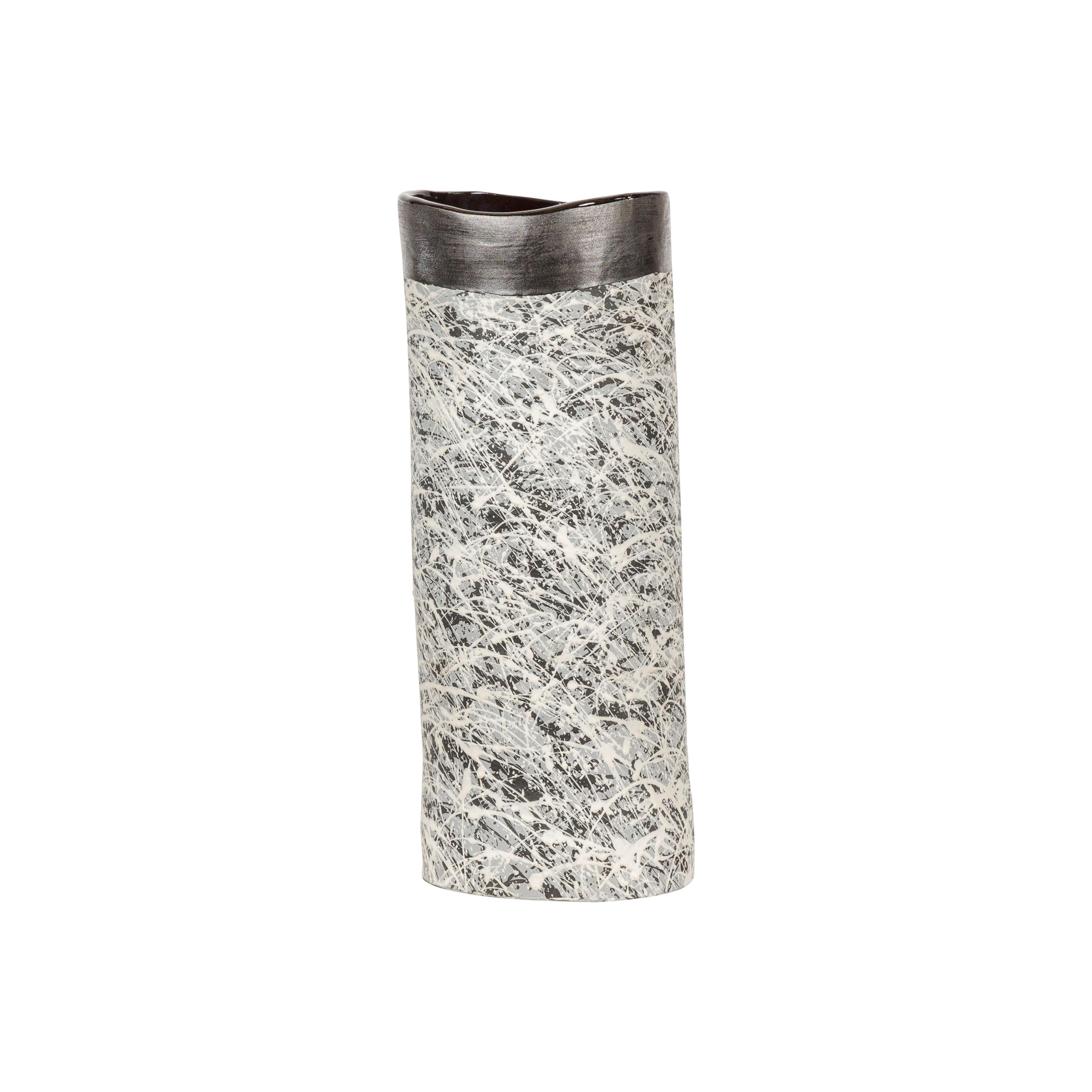 Vaso in ceramica con macchie nere, grigie e nere in vendita 6
