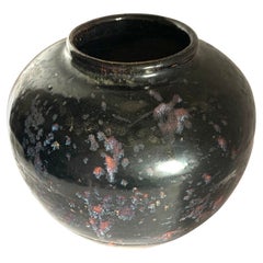 Textured Black With Burgundy Vase, China, Contemporary