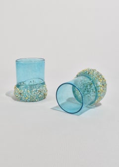 Juego de vasos de vidrio soplado con textura