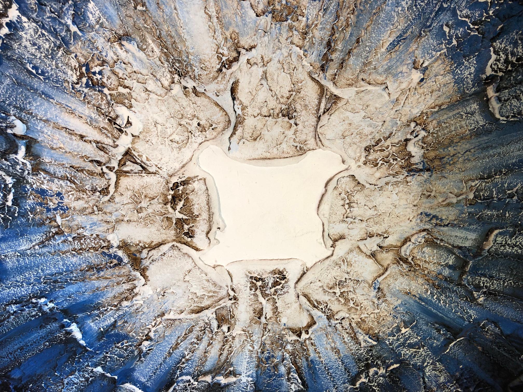 XX secolo Quadro blu testurizzato firmato in vendita