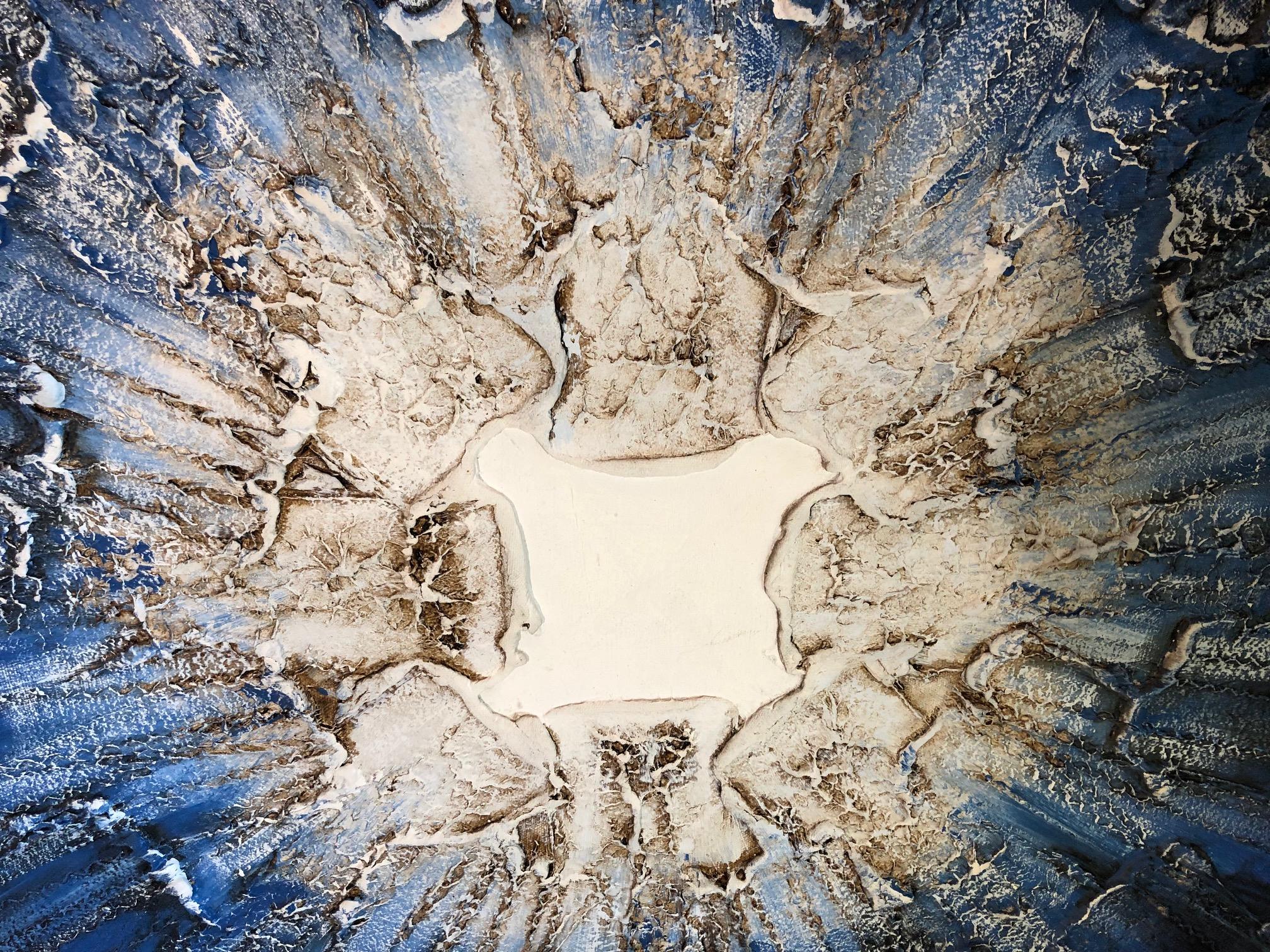 Tela Quadro blu testurizzato firmato in vendita