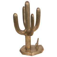 Textured Brass Cactus Sculpture