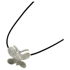 Textured Butterfly pendant, by Melanie Yazzie, Navajo, silver, black, necklace
