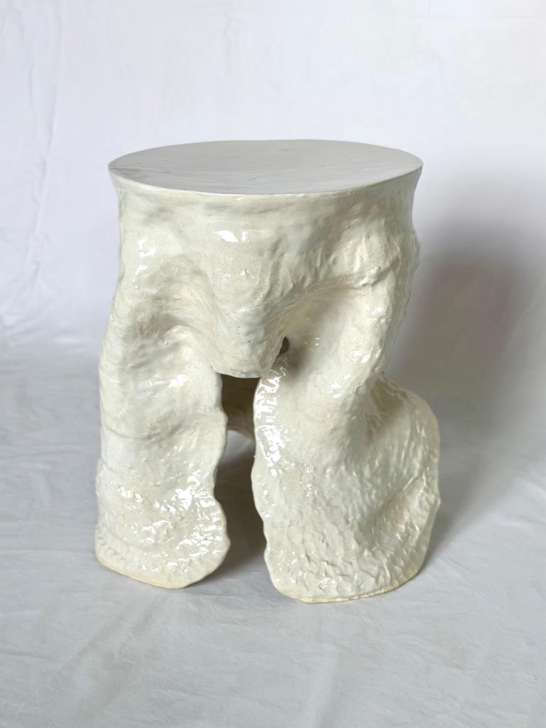 textured ceramic cocktail table in white  In New Condition For Sale In Charlottesville, VA