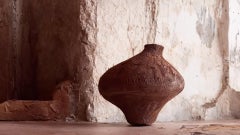 Textured Ceramic Home Decor Handmade Dark Terracotta Vase II by Maku Ceramic