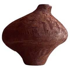 Textured Ceramic Home Decor Handmade Dark Terracotta Vase II by Maku Ceramic