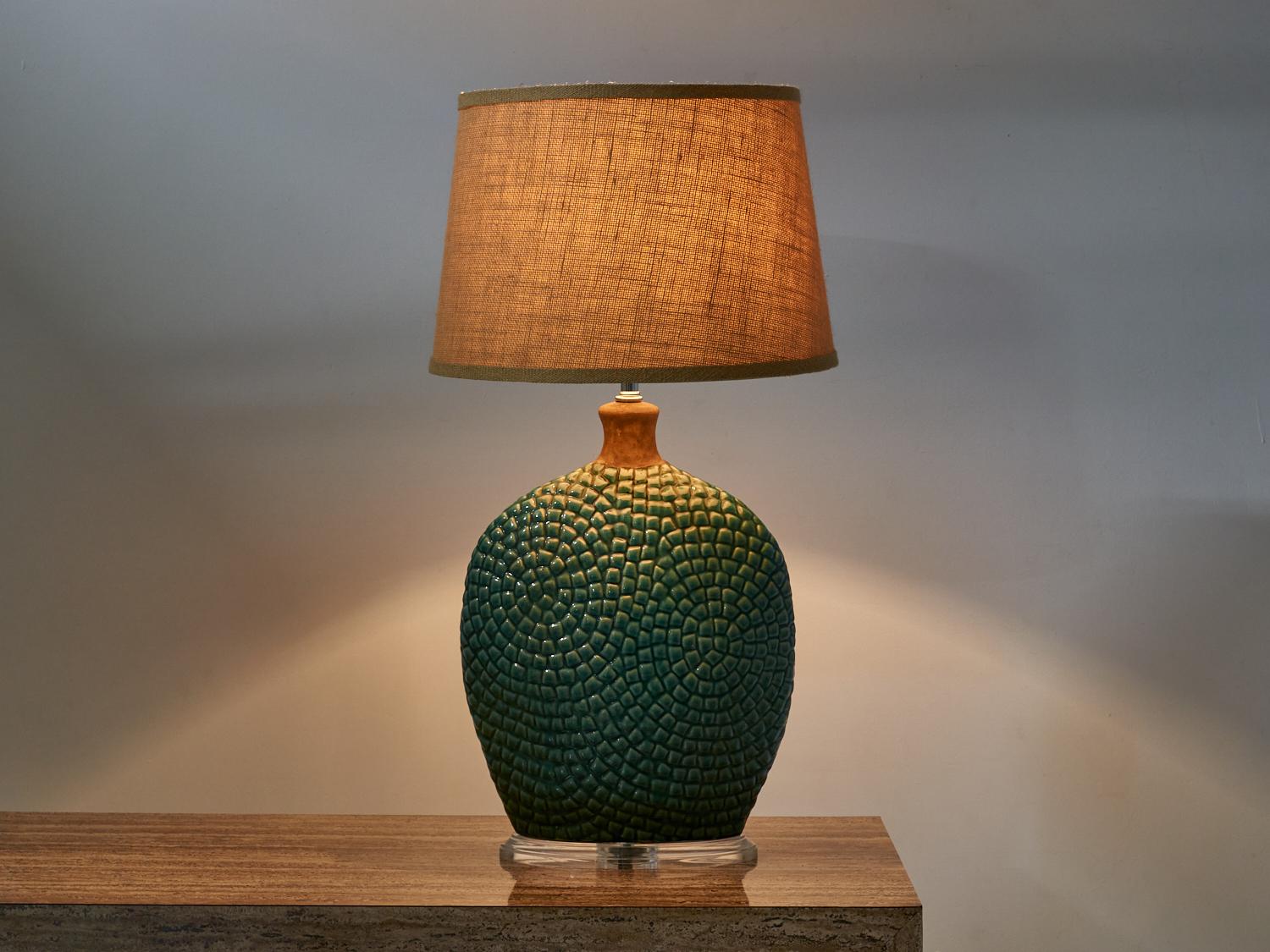 Mid-Century Modern Textured Ceramic Lamp, 1970s