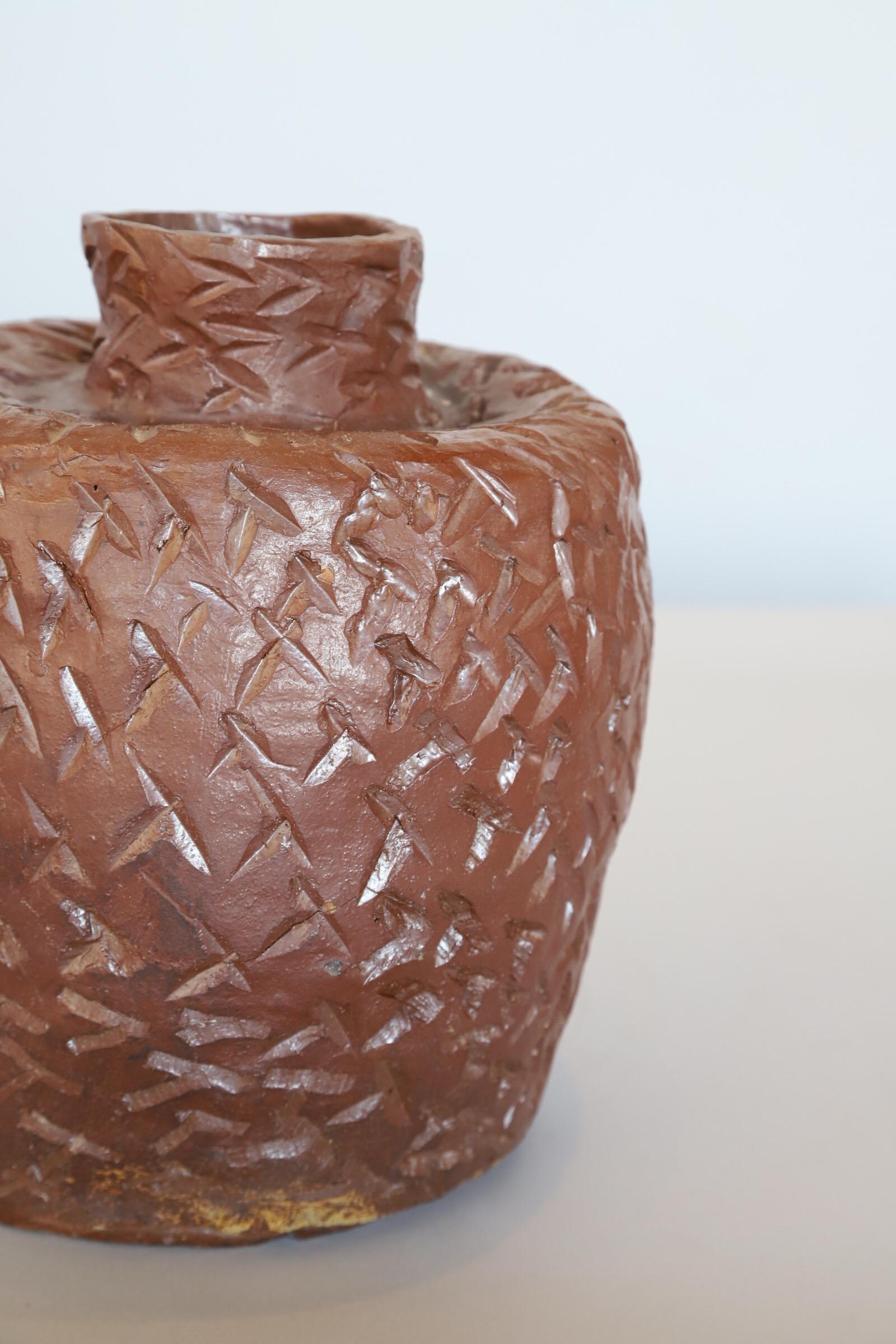 Elegance in imperfection. Fun handmade textured ceramic pot.