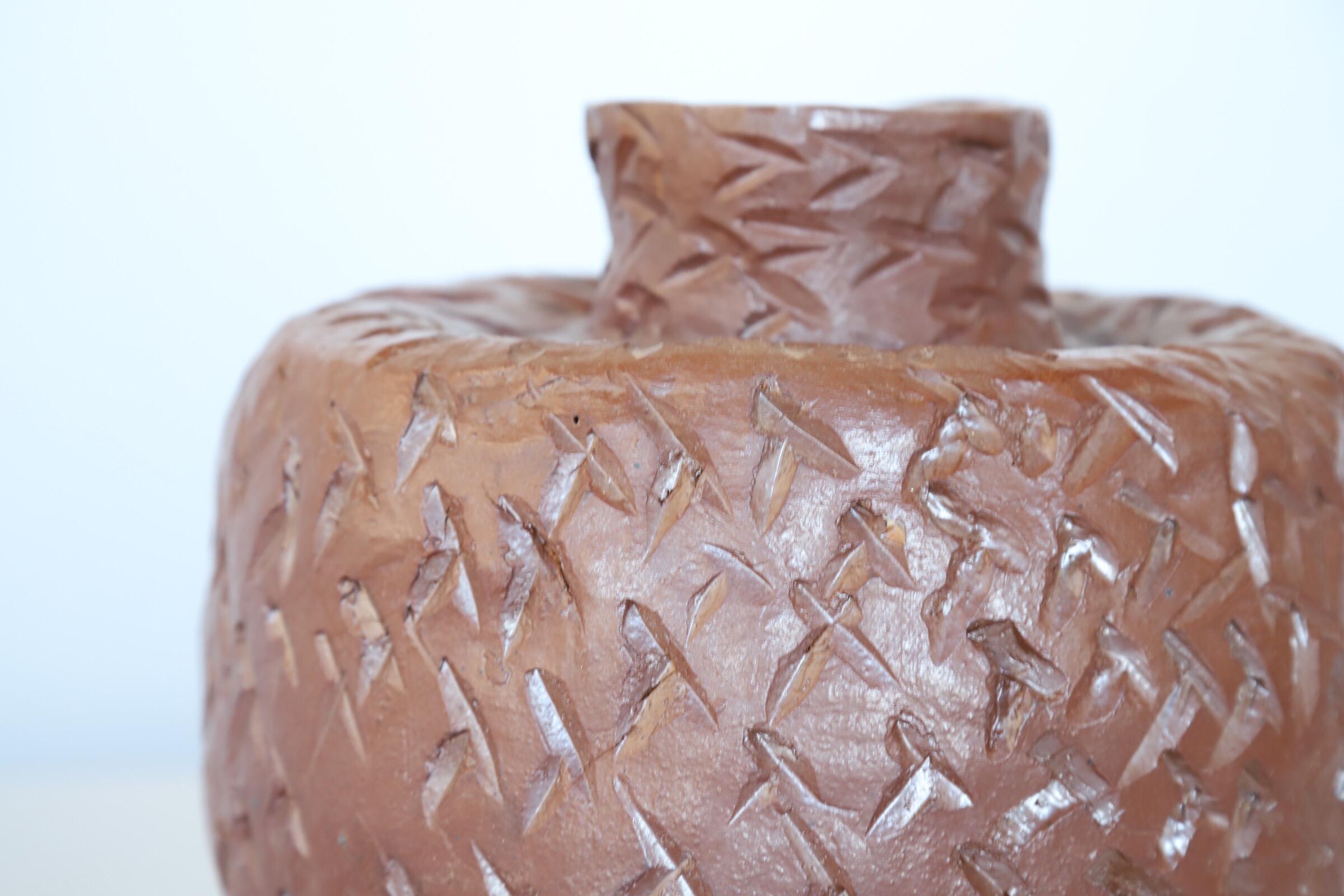 Mid-Century Modern Textured Ceramic Pot For Sale