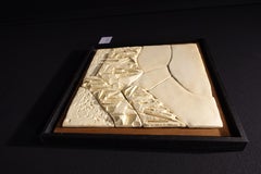 Textured Ceramic Wall Sculpture on Wood Panel - Fragmented Landscape IX