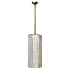 Textured Clear Murano Glass and Brass Pendant