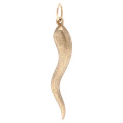 Textured Cornicello Horn Charm, 14k Yellow Gold