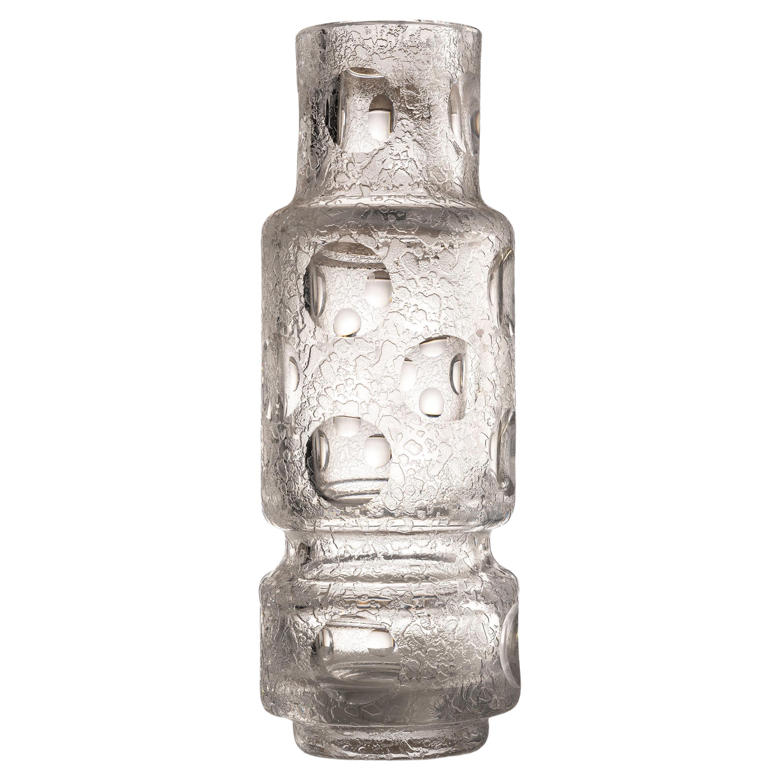 Gefäß aus strukturiertem Korrosions- und geschliffenem Hyalglas, Mitte des 20. Jahrhunderts im Angebot