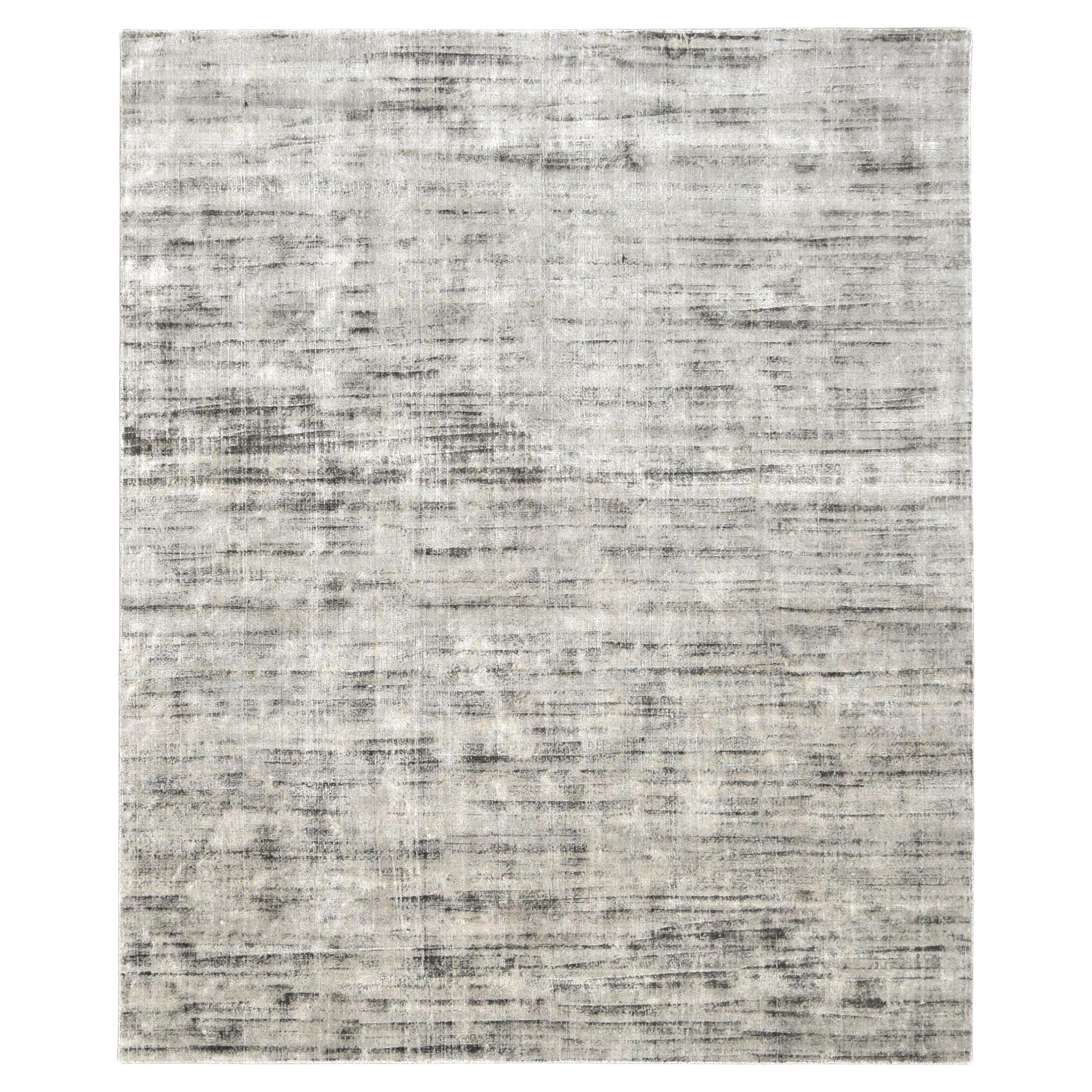 Tapis texturé vert foncé en soie banane 8'x9'7''