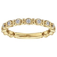 Textured Diamond Bezel Station Ring, 14K Gold Wedding Stackable Spacer, LR4867