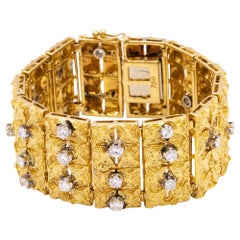 Retro Textured Diamond & Gold Bracelet