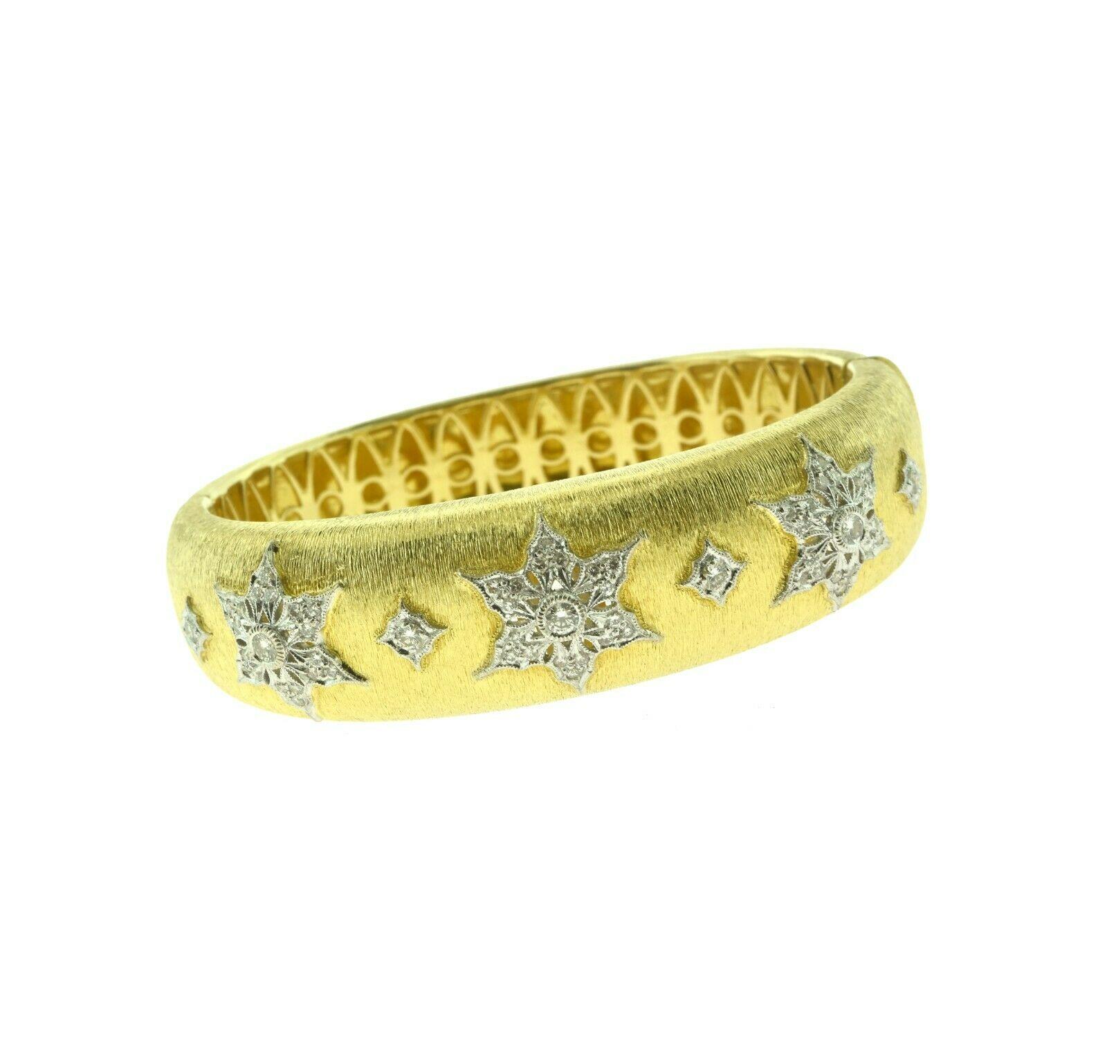 Textured Diamond Star Wide Bangle and Half Hoop Earring Set, in 18K Yellow Gold 2