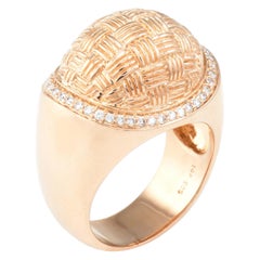 Textured Dome Cocktail Ring Vintage 14k Rose Gold Estate Fine Jewelry Pre Owned