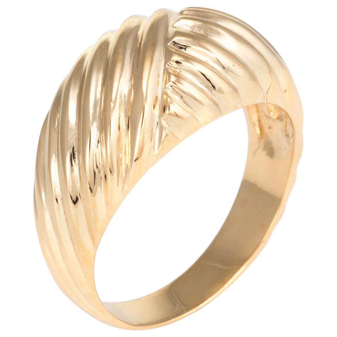 Modern Contemporary Rings Glamorous Ribbed Dome Ring in 10k Yellow Gold 