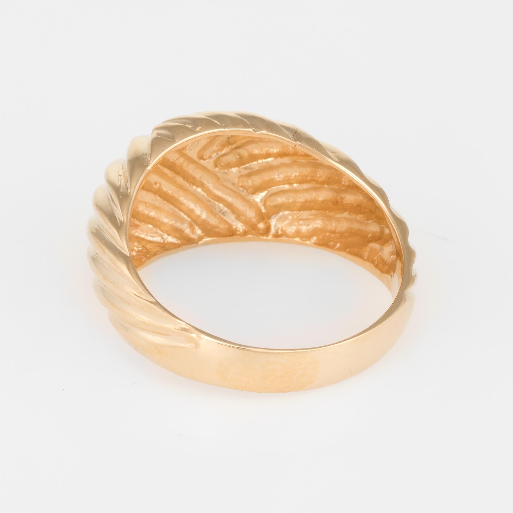 Women's Textured Dome Cocktail Ring Vintage 18 Karat Yellow Gold Fine Estate Jewelry