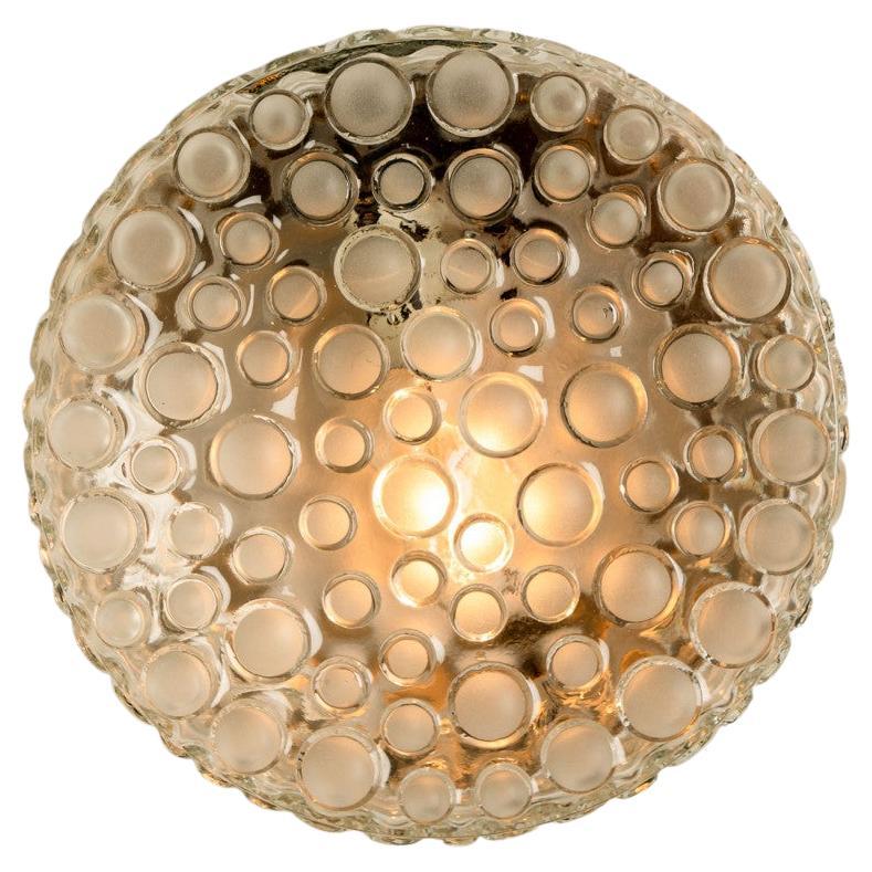 Textured Dots Glass Flush Mount by Hillebrand, Germany, 1960s For Sale