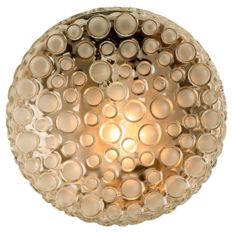 Textured Dots Glass Flush Mount by Hillebrand, Germany, 1960s